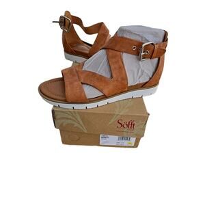 Sofft Womens Mirabelle Brown Ankle Strap Sandals Size 7.5 Luggage Euro 38.5 M